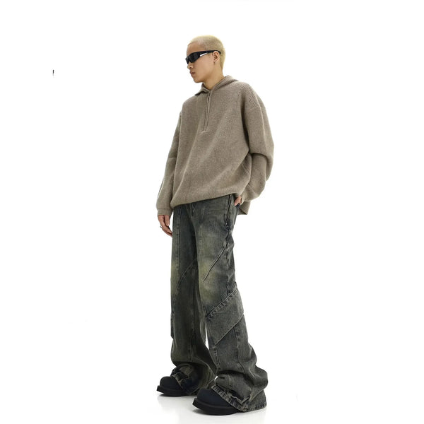 Schlagjeans mit hoher Taille