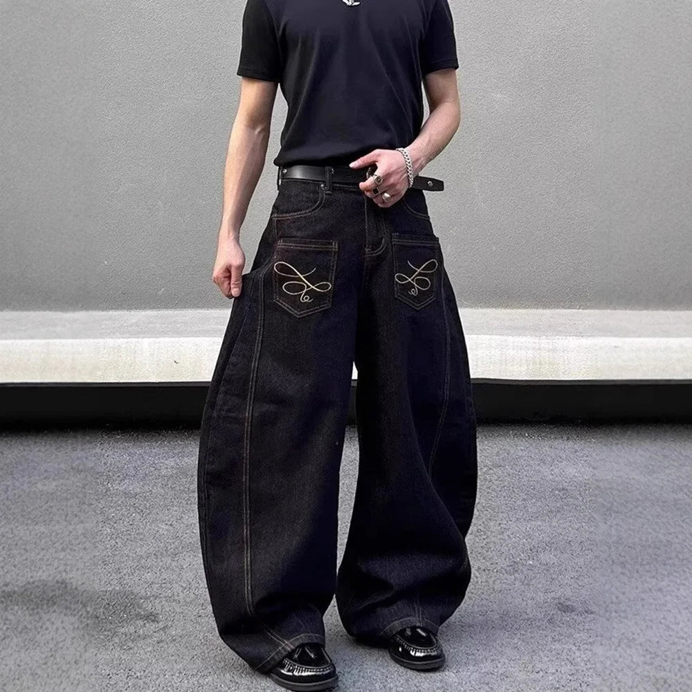 VILZSTUDIOS Retro Y2K Pocket Decoration Loose Jeans