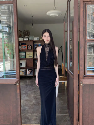 VILZSTUDIOS Elegant Black Lace Evening Mermaid Dress