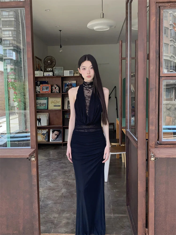 VILZSTUDIOS Elegant Black Lace Evening Mermaid Dress