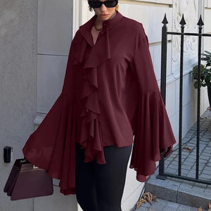VILZSTUDIOS Elegant Ruffled Chiffon Blouse