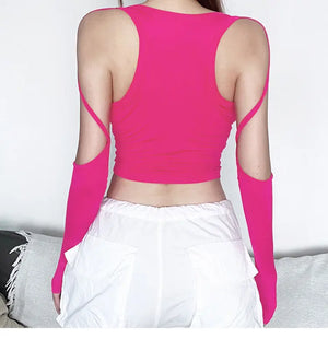 VILZSTUDIOS Hollow Out Slim Crop Top