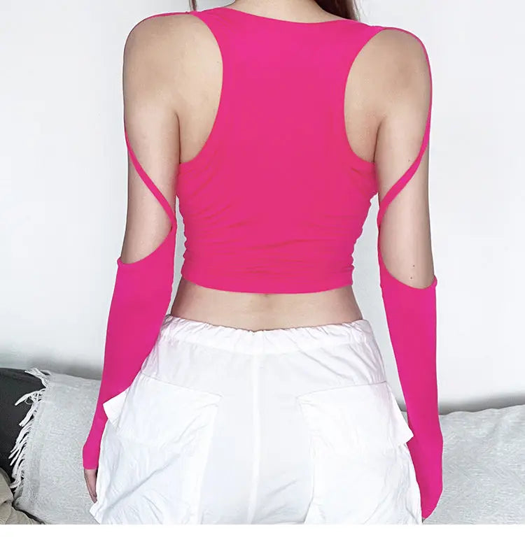 VILZSTUDIOS Hollow Out Slim Crop Top
