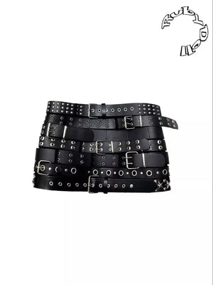 VILZSTUDIOS Luxury Black PU Leather Mini Skirt