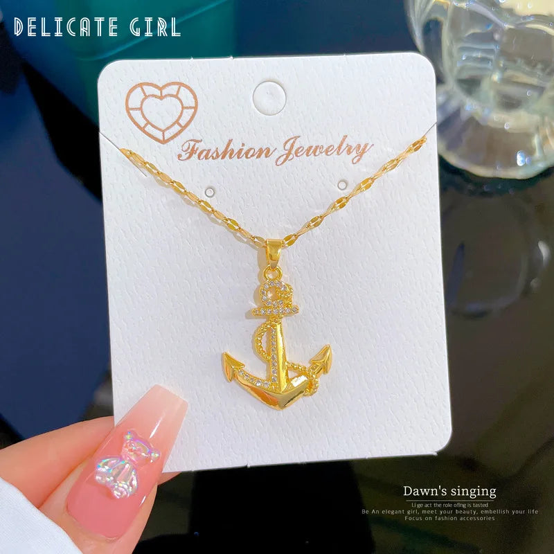 VILZSTUDIOS 316 Stainless Steel Ship's Anchor Pendant Necklace