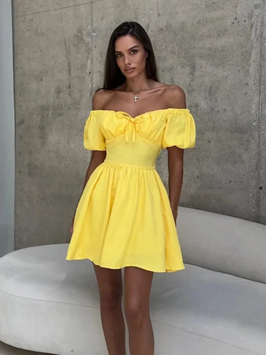 VILZSTUDIOS Elegant One Shoulder Puff Sleeve Dress