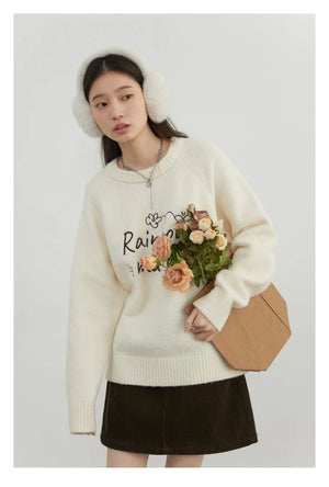 VILZSTUDIOS Flory Embroidered Loose Sweater