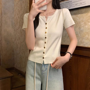 VILZSTUDIOS Basic Knitted Button Blouse
