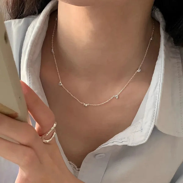 Geometric Adjustable Chain Love Hearts Necklace