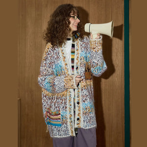 VILZSTUDIOS Multicolor Batwing Sleeve Chunky Cardigan