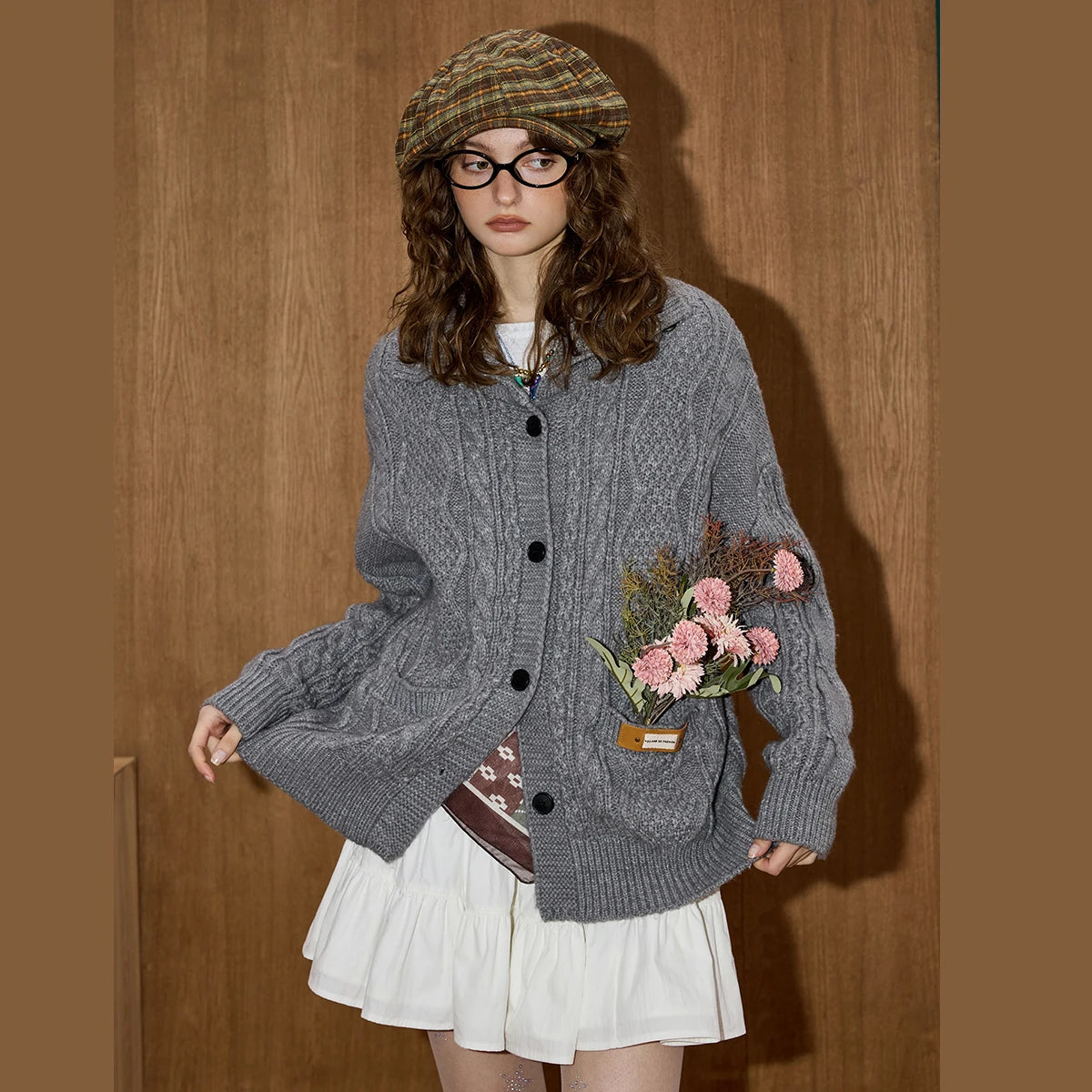 VILZSTUDIOS Cozy Cable Knitted Oversized Cardigan
