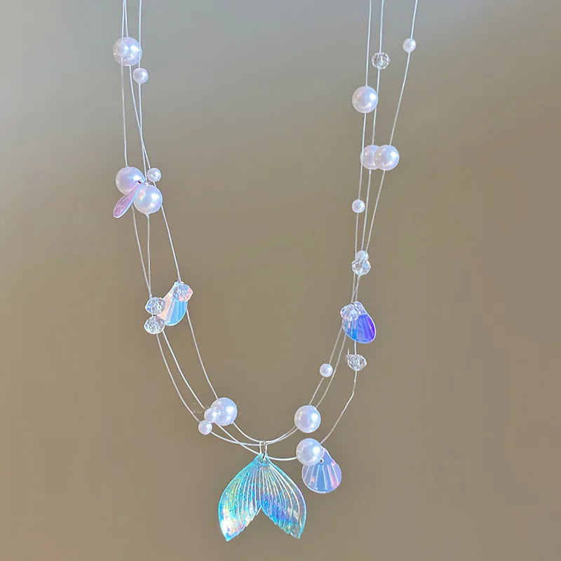 VILZSTUDIOS Vibrant Acrylic Fish Tail Beach Necklace