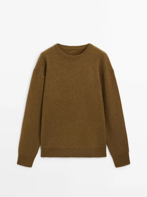 VILZSTUDIOS Brown Slouchy Round Neck Sweater
