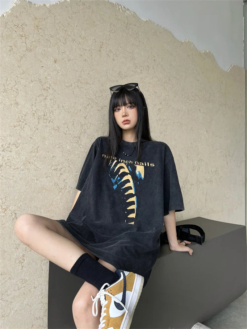 VILZSTUDIOS Nin Inch Nail Retro Oversized T-Shirt