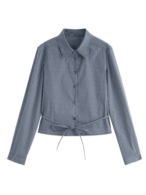 VILZSTUDIOS Retro Plaid Straight Shoulder Shirt
