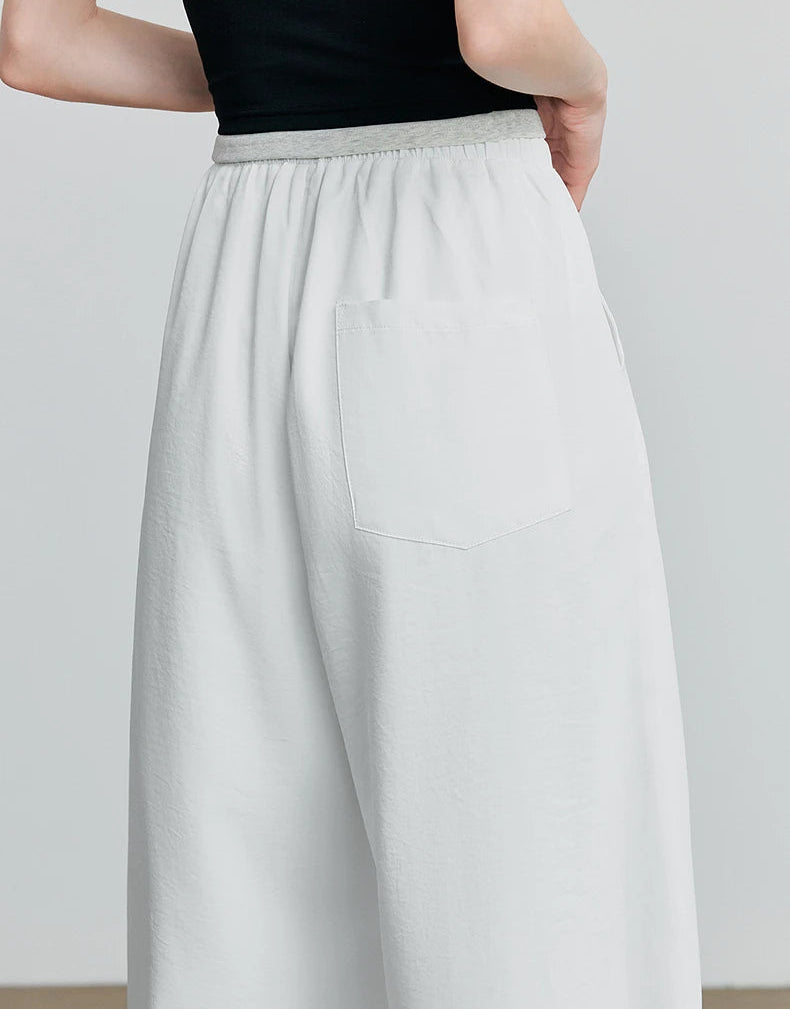VILZSTUDIOS Elastic Waist Curved Split Casual Pants