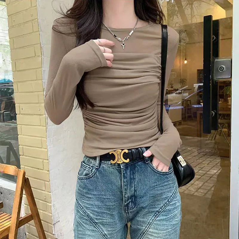VILZSTUDIOS Long Sleeve Mesh Folded Top
