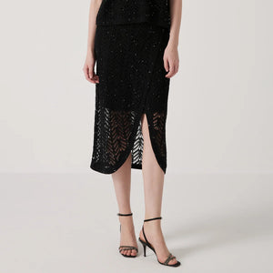 VILZSTUDIOS Luxury Linen Skirt with Hollow Out