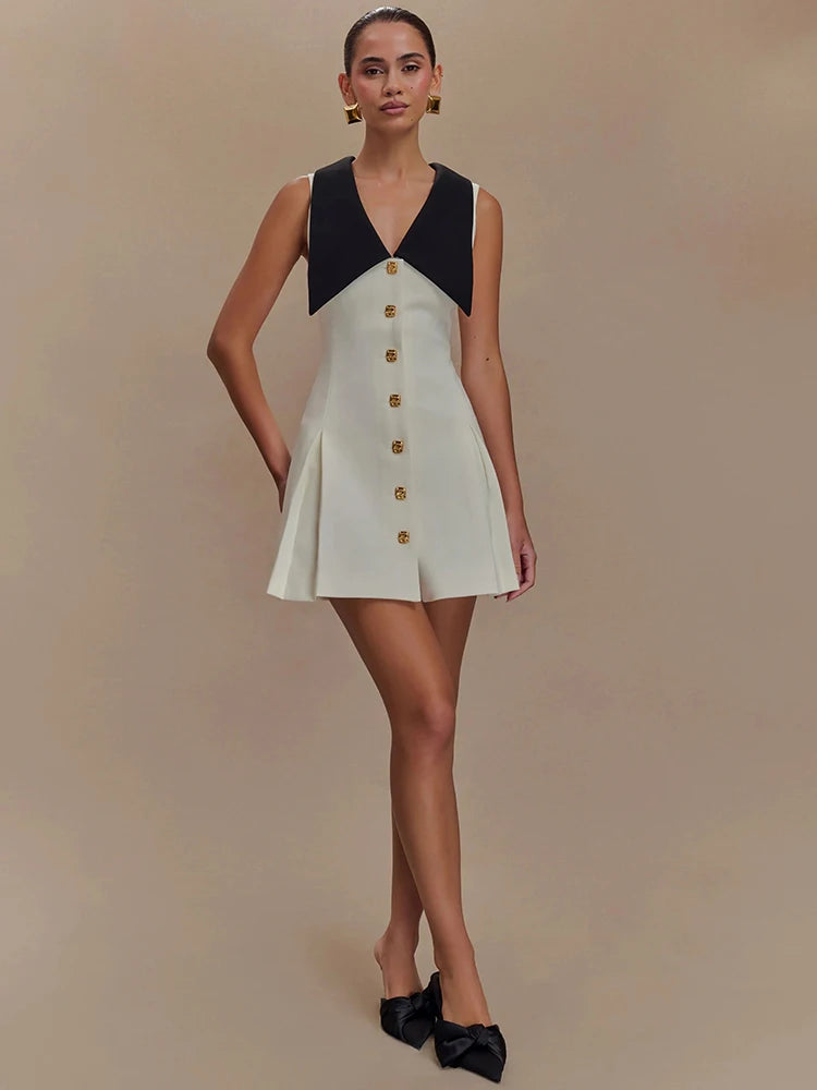 VILZSTUDIOS Sleeveless Contrast Sexy Mini Dress