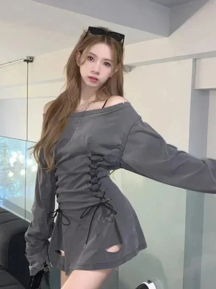 VILZSTUDIOS Fairycore Grunge Aesthetic Long Sleeve Corset