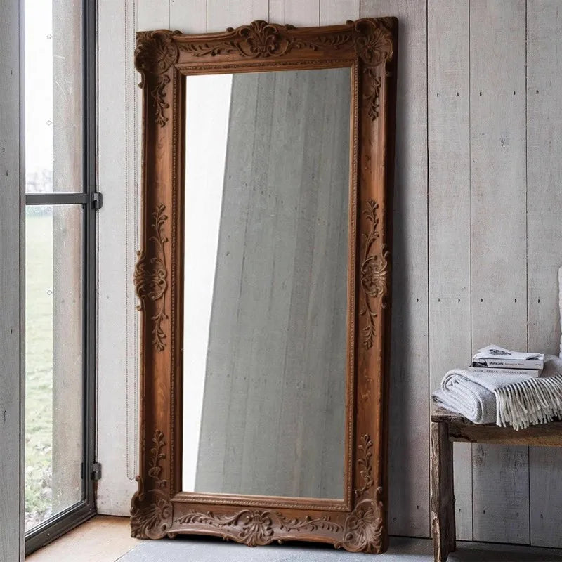 VILZSTUDIOS French Vintage Furniture Full-Length Wooden Frame Mirror Hotel Artistic Decorative Mirror Wedding Dress Store Dressing Mirror