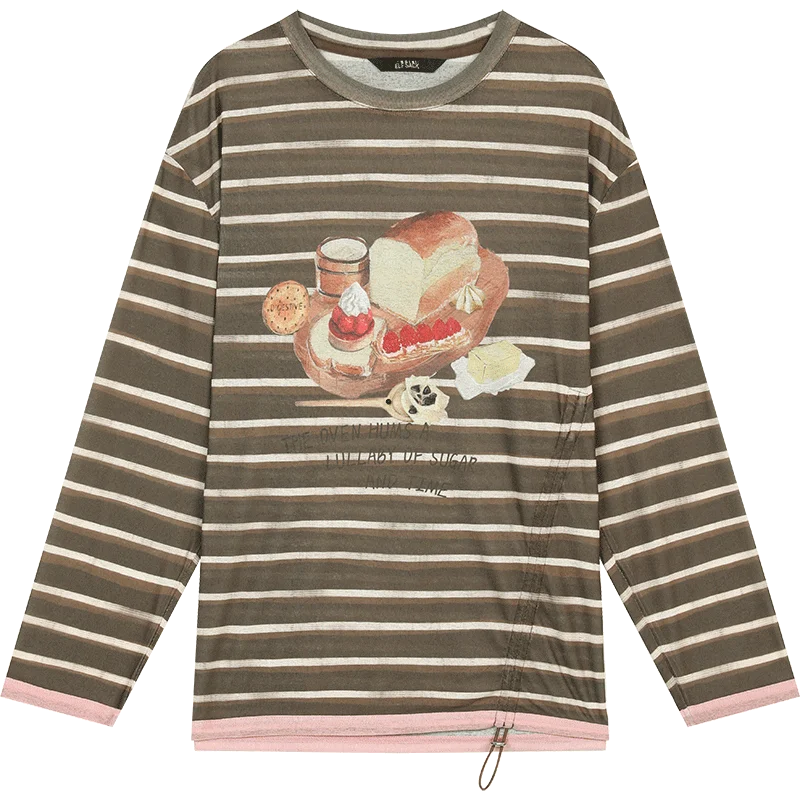 VILZSTUDIOS Sweet Smocked Stripe Print Top