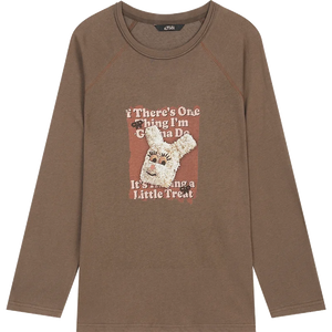 VILZSTUDIOS Casual Bunny Girl Print Long Sleeve Top