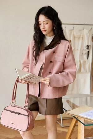 VILZSTUDIOS French Style Contrast Color Suede Jacket