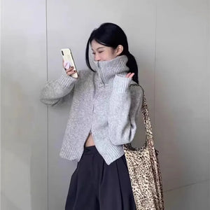 VILZSTUDIOS Smart Casual Knit Zipper Cardigan