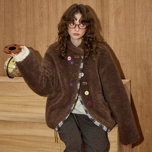 VILZSTUDIOS Warm Oversized Plaid Fleece Jacket