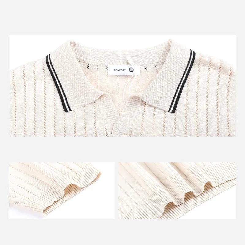 VILZSTUDIOS Lapel Knit Polo T-Shirt
