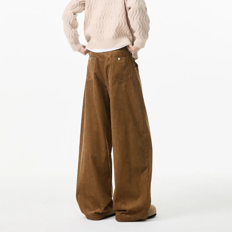VILZSTUDIOS Beige Oversized Straight Corduroy Pants