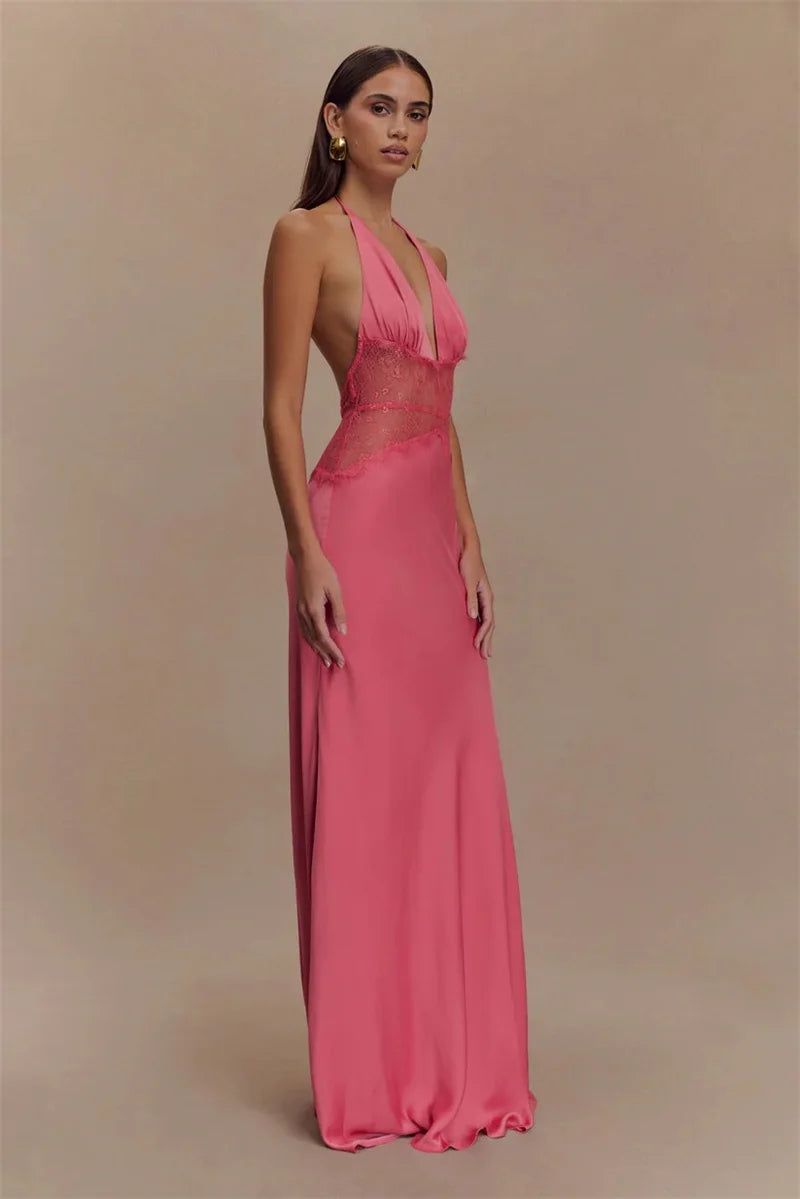 VILZSTUDIOS Backless Elegant Lace Maxi Dress