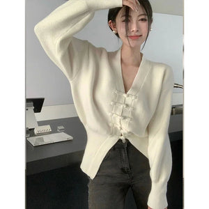VILZSTUDIOS Chic Vintage Chinese Style Knitted Cardigan