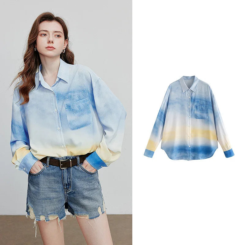 VILZSTUDIOS Gradient Romantic Long Sleeve Shirt