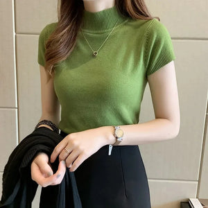 VILZSTUDIOS Stylish Knitted High Neck Half Sleeve Sweater
