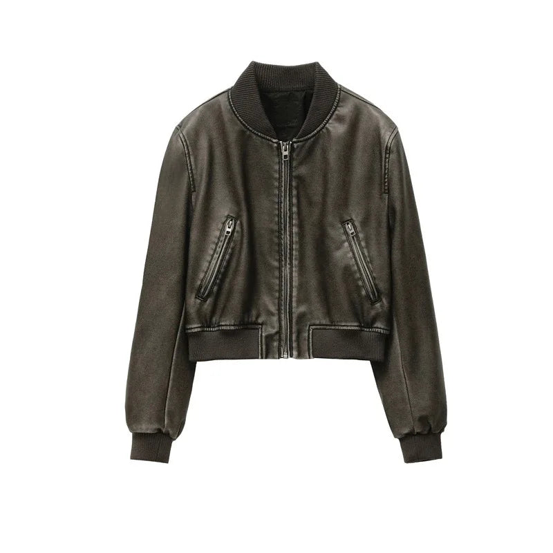 VILZSTUDIOS Vintage Leather Bomber Jacket