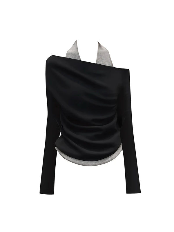 Black Aesthetic Off Shoulder Long Sleeve Top
