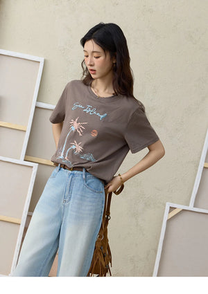 VILZSTUDIOS Loose Fit Summer Print T-Shirt
