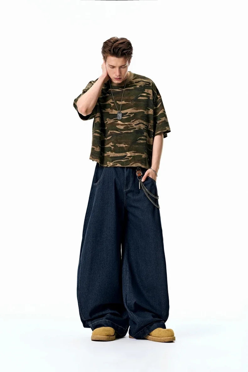 VILZSTUDIOS Oversized Washed Denim Wide Jeans