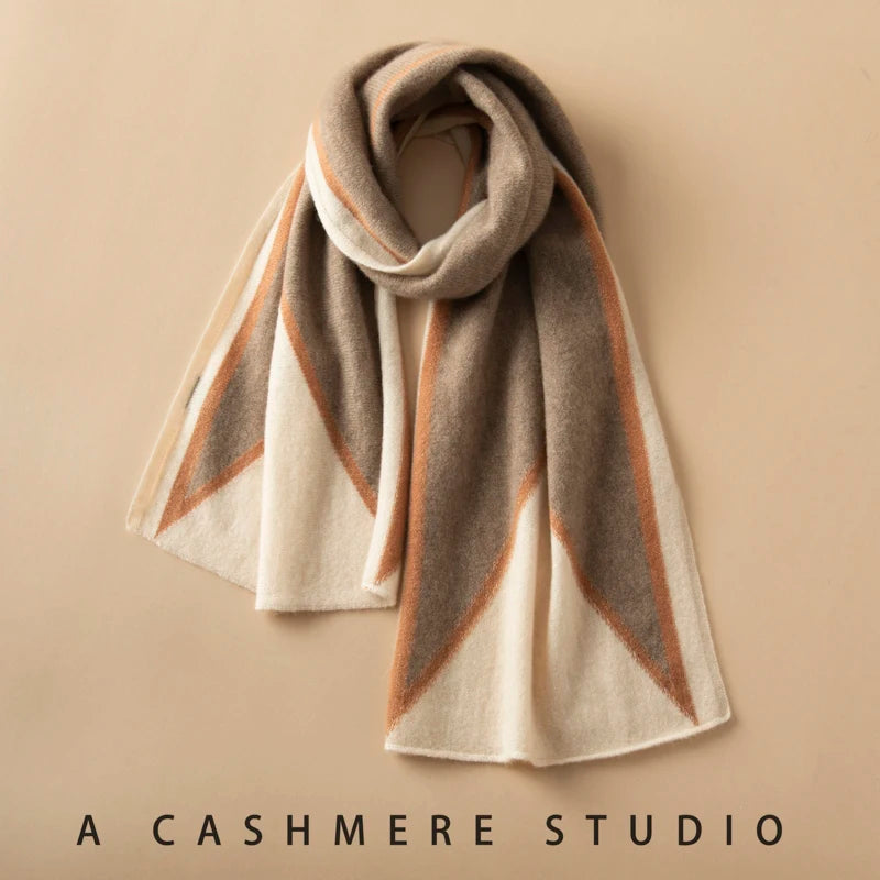 VILZSTUDIOS A-class High-quality 100% Cashmere New Cashmere Scarf 100% Knitted Warm Neck-Protecting High-end Fashion Wild Color in Winter.