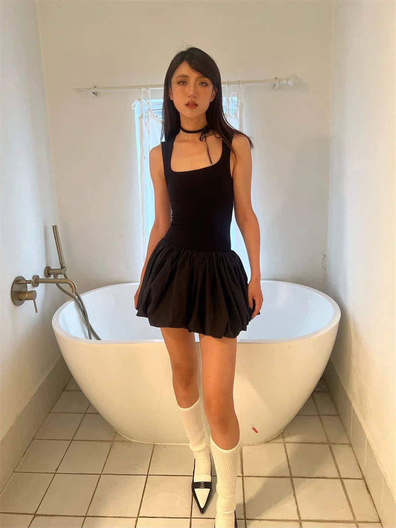 VILZSTUDIOS Y2K Black Summer Short Dress