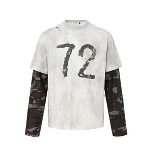VILZSTUDIOS Camouflage Long Sleeve Spliced T-Shirt