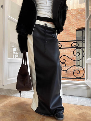 VILZSTUDIOS Lautaro Spring Patchwork Leather Maxi Skirt
