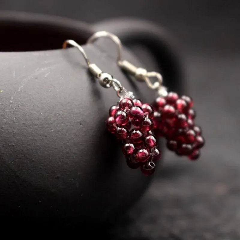 VILZSTUDIOS Garnet Natural Stone Dangle Meditation Earring