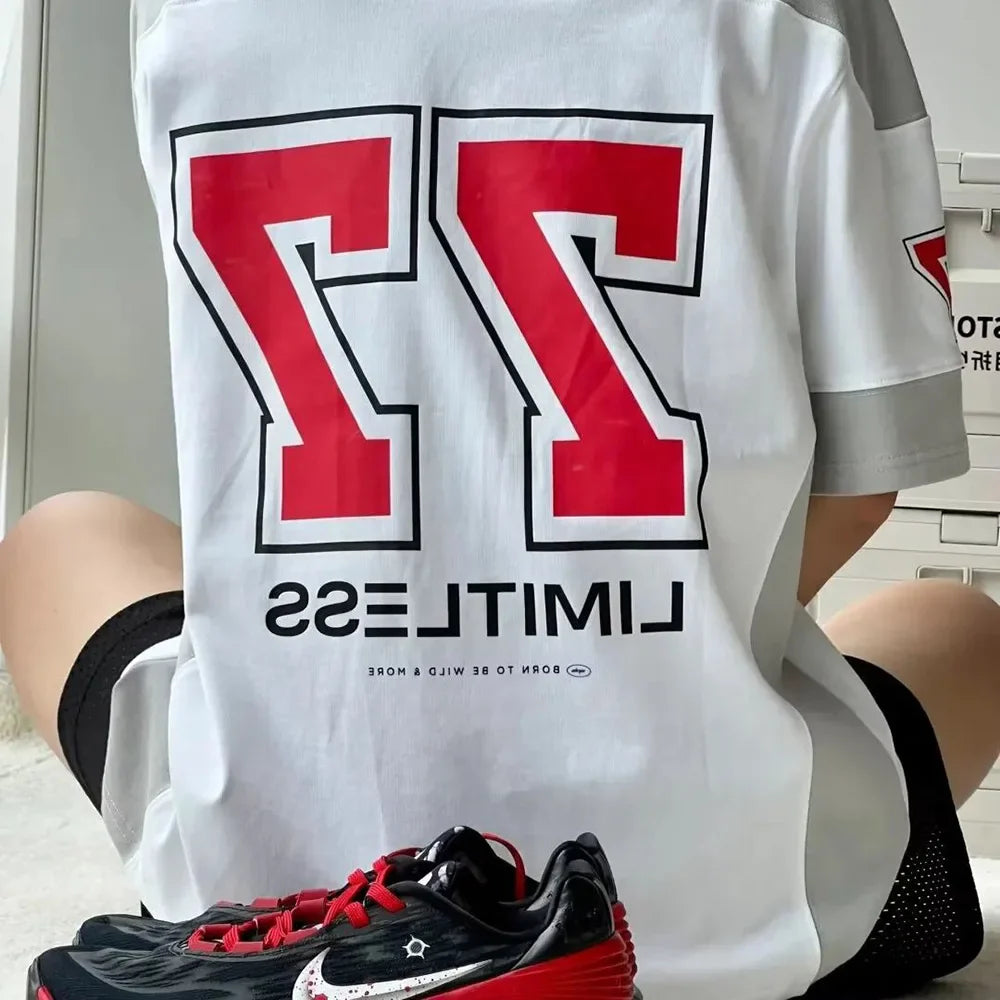 VILZSTUDIOS Contrast American Style Sport Jersey T-Shirt