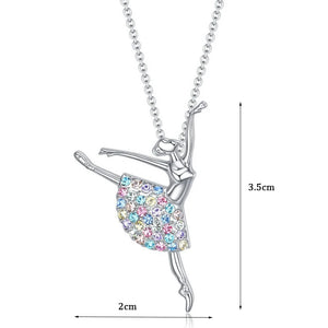 VILZSTUDIOS Crystal Zircon Charm Dancing Ballerina Necklace