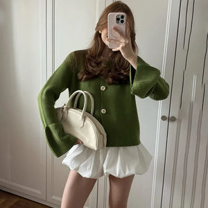 VILZSTUDIOS Cozy Flare Sleeve Knitted Cardigan