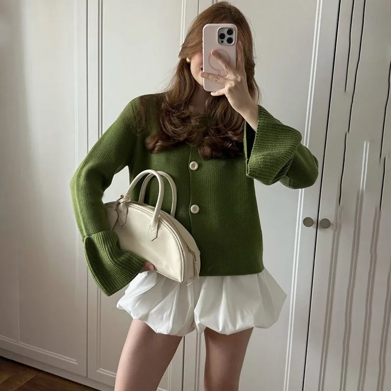 VILZSTUDIOS Cozy Flare Sleeve Knitted Cardigan