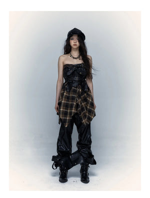 VILZSTUDIOS Grunge Aesthetics Plaid Patchwork Skirt Gothic